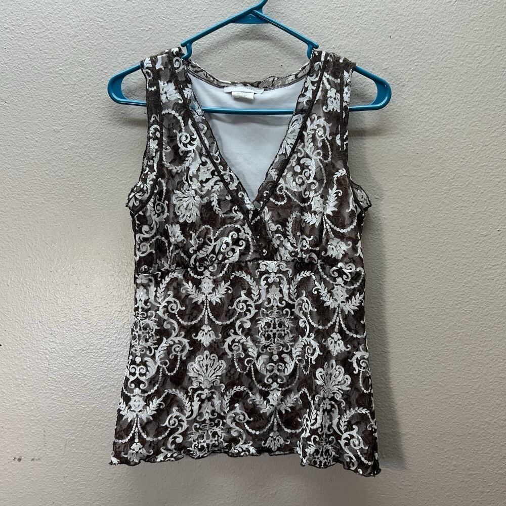 Vintage Papillon Blanc Tank Top Womens SZ M Lace Babydoll Y2K‎ Fairycore V Neck